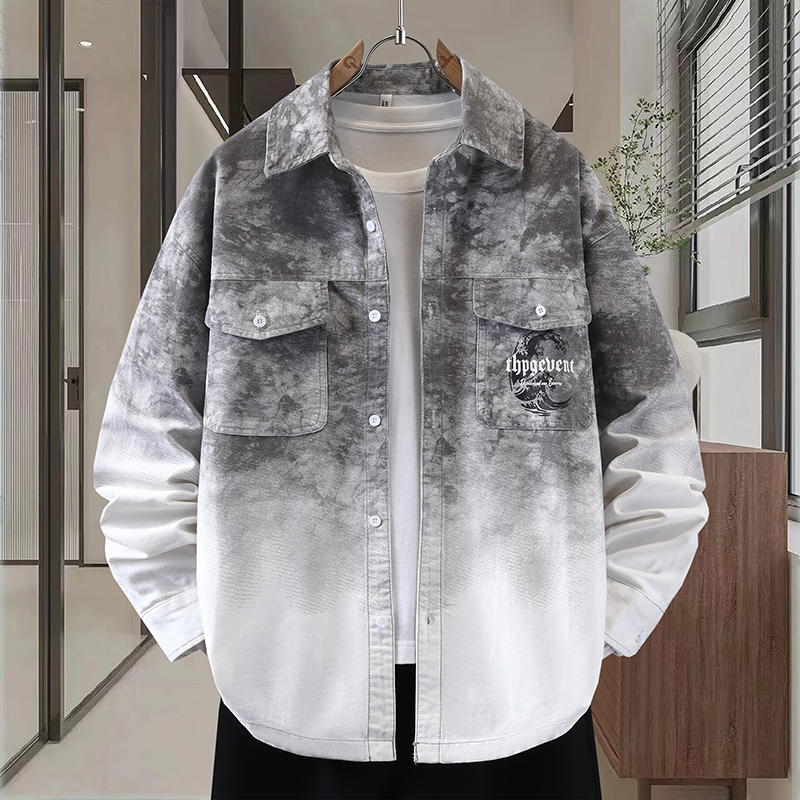 牛仔衬衫男士2025春秋新款青年潮流痞帅美式休闲长袖衬衣外套夹克 - 图0