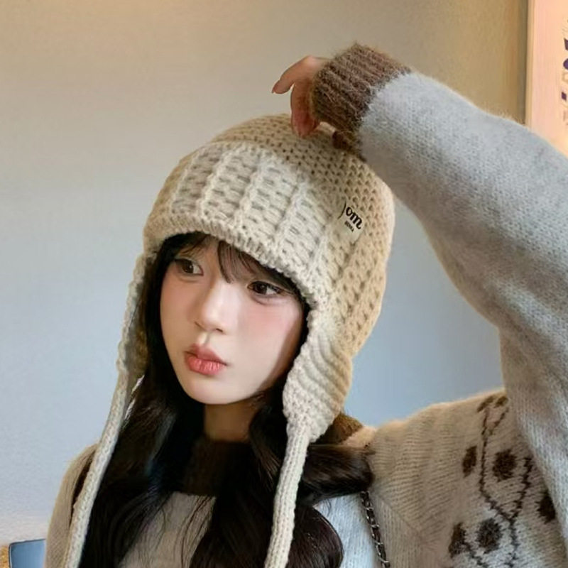 秋冬季毛球保暖毛线帽女防寒显脸小护耳帽可爱百搭骑行针织帽子男,淘宝优惠券,粉丝福利购,淘宝优惠卷