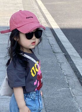 儿童棒球帽春秋韩版潮百搭做旧个性女孩秋冬男宝宝防晒遮阳鸭舌帽