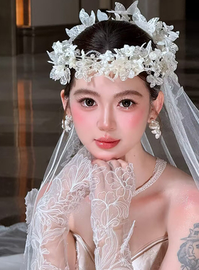 高级森系超仙新娘蕾丝发箍