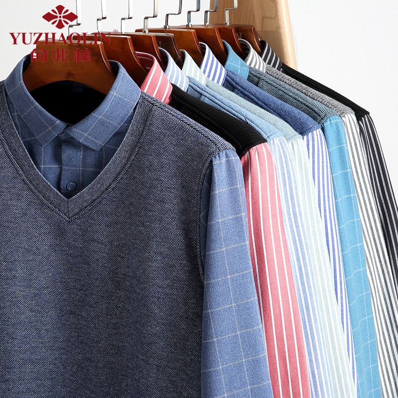 俞兆林男士衬衫长袖加绒加厚打底衫 俞兆林上海衬衫