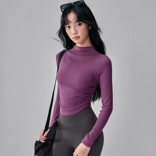 高颜值瑜伽服女高领修身显瘦健身上衣休闲跑步普拉提运动长袖秋冬