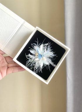 婚礼羽毛胸针森系手工干花胸花新婚礼物送新娘伴娘戒指花永生花