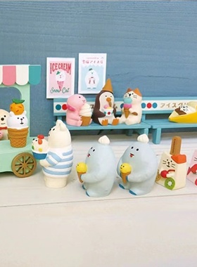日式冰淇淋雪糕猫微缩树脂小摆件