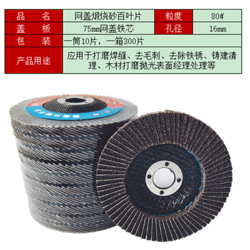 金属不锈钢百叶片百叶轮网盖铁芯平面砂布轮煅烧砂抛光片砂轮片 - 图0