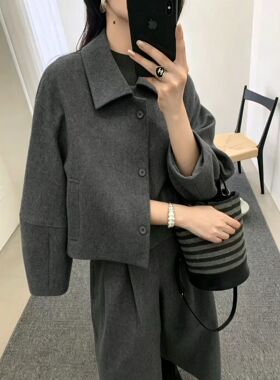 2026早秋新款女装 羊毛八分裤翻领外套两件套韩系高级感套装九米