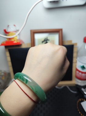 天然冰种非洲翠玉飘花手镯高品质翡翠色女款独龙玉石手镯子送女友