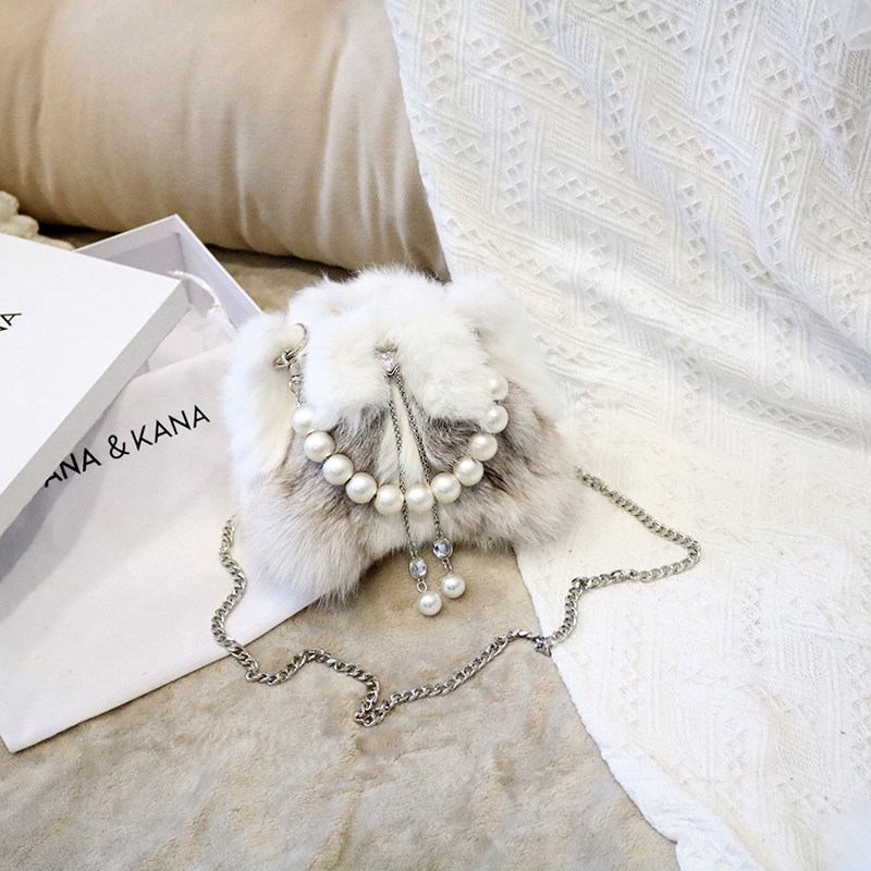 CANA&KANA高级定制整皮狐狸毛皮草水桶包包单肩斜挎珍珠手提洋气,淘宝优惠券,粉丝福利购,淘宝优惠卷