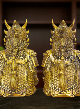 黄铜麒麟一对皮丘麒麟摆件工艺品