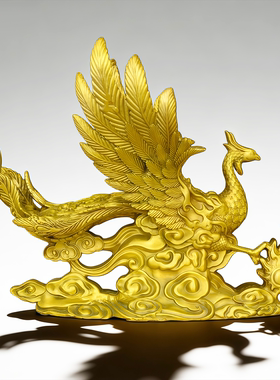 黄铜凤凰摆件龙凤呈祥结婚礼物
