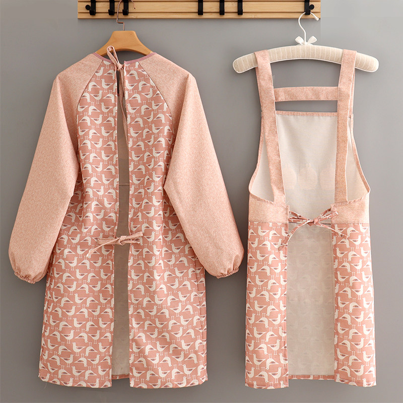 洋气新款围裙韩版罩衣女帆布厨房长袖做饭家用日系工作服布料防污,淘宝优惠券,粉丝福利购,淘宝优惠卷