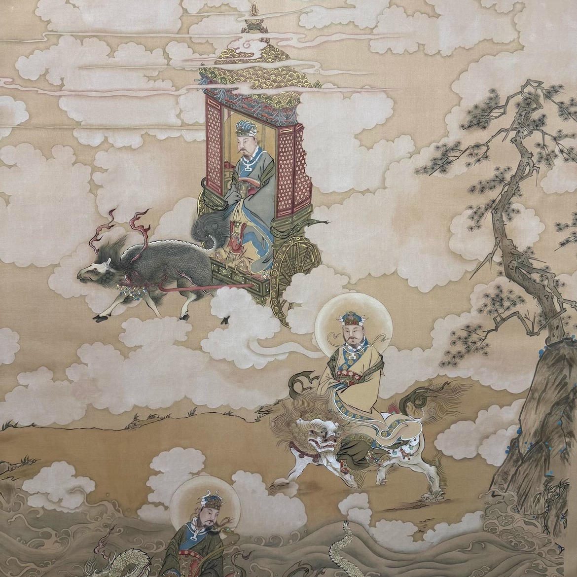 定制手绘仿古娟本设色国画线描人物国画白描工笔画纯手工中堂挂画