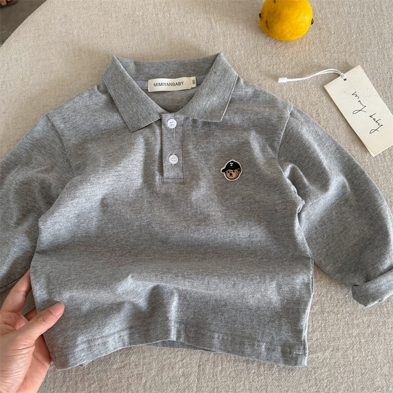 男童长袖T恤翻领小熊纯棉2025秋A类宝宝POLO衫春秋儿童打底衫条纹,淘宝优惠券,粉丝福利购,淘宝优惠卷