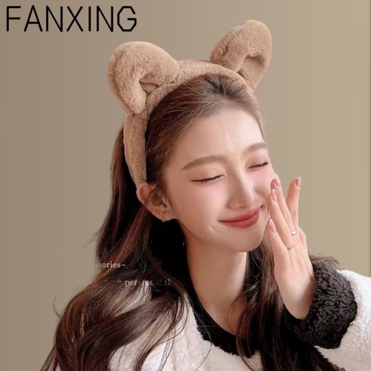 We wear it when we wash our face~Autumn and winter plush cat ears face wash makeup headband