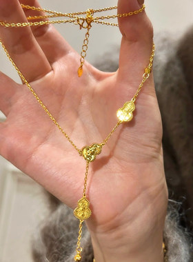 碎冰冰龙鳞葫芦禄项链女沙金碎碎冰仿真黄金轻奢高级感手掉色配饰