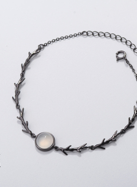 原创月夜森林黑色韩版学生手链