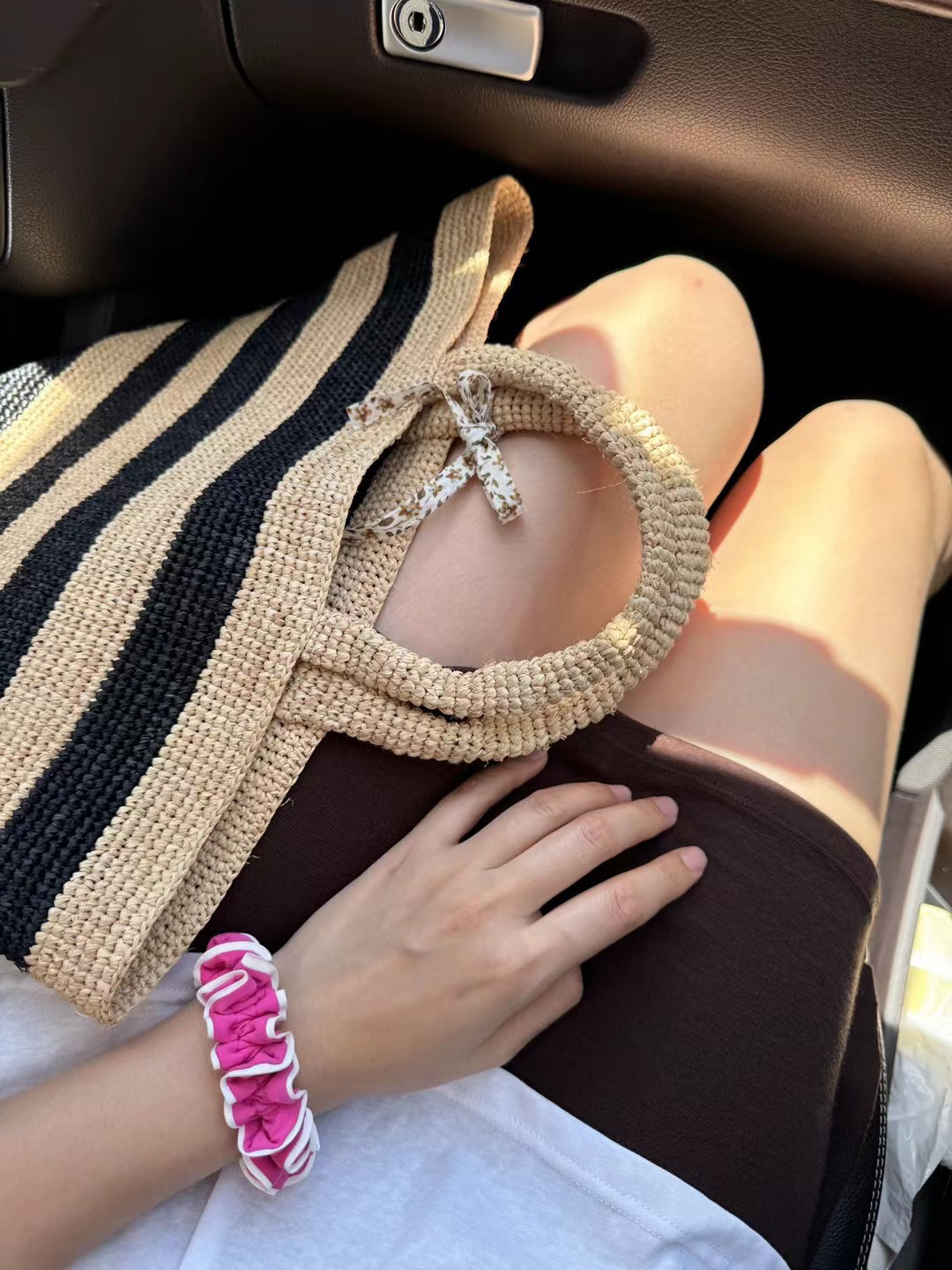 韩版夏季新款通勤条纹拉菲草草编包出游度假手提包草包休闲水桶包,淘宝优惠券,粉丝福利购,淘宝优惠卷