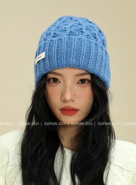 100%美利奴羊毛保暖针织帽女