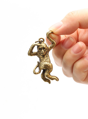 齐圣堂黄铜迷你仿古风把件生肖猴