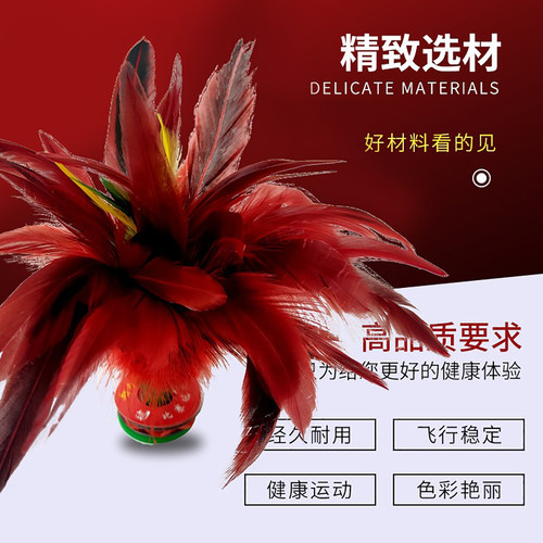 鸡毛毽子儿童健身小学生毽球耐踢毛键子踺子腱花毽比赛专用鸡毛毽 - 图1