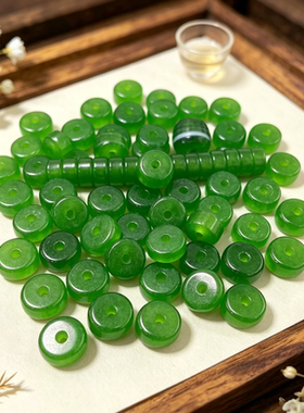 人工碧玉色和田色隔片垫片药片文玩菩提配饰手串配件玉髓配珠直切
