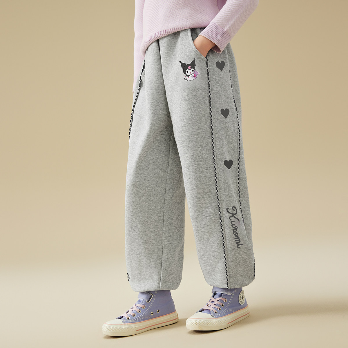 HelloKitty童装女童加绒运动裤儿童一体绒冬季厚裤子中大女孩棉裤,淘宝优惠券,粉丝福利购,淘宝优惠卷