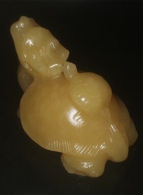 中式天然玉石母子龙龟小摆件招财