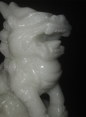 汉白玉石保平安客厅麒麟摆件一对