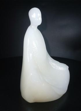 中式汉白玉石禅意佛像桌面小摆件