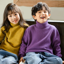 High collar childrens sweatshirt boy thickened autumn and winter new girl hit bottom cashmere cardiovert collar baby knit sweaters