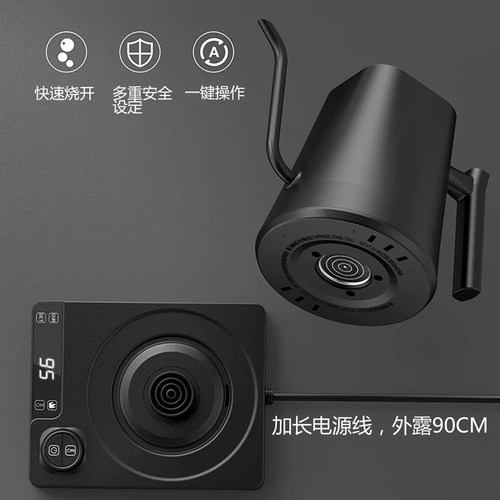 变频恒温手冲壶温控咖啡壶家用1L静音保温不锈钢长嘴细口电热水壶 - 图2