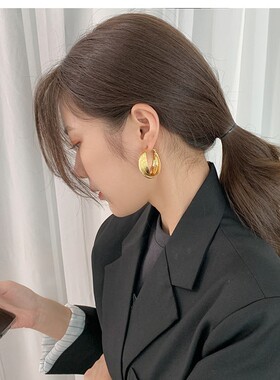 Twisted circular earrings S925银针 扭面环形耳圈耳环百搭耳钉