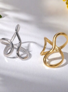 Irregular line index finger ring线条开口戒指女叠戴食指指环