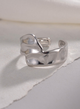 Ripple titanium steel ring水波纹钛钢女款戒指开口可调节指环无