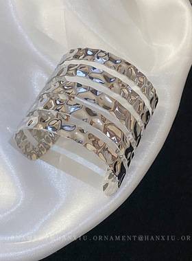 Wrinkled Bracelet褶皱不规则几何开口手镯金属风个性手环气质