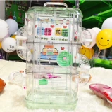 Роскошь висит двойной слой супер большую прозрачную виллу золотой шелковый медвежьи игрушка питомец Внешний трубопровод с однослойной хрустальной клеткой