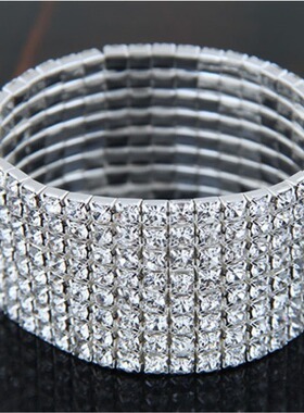 现货水钻弹力白色多排手链