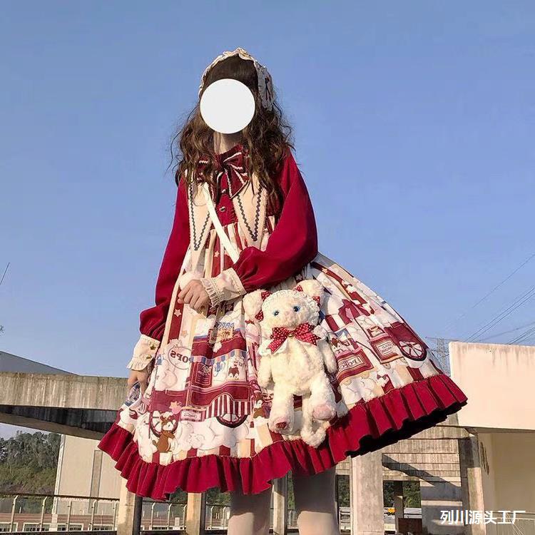 现货秋冬洛丽塔裙子Lolita公主裙萝莉塔新年元旦冬季礼服连衣裙-图1