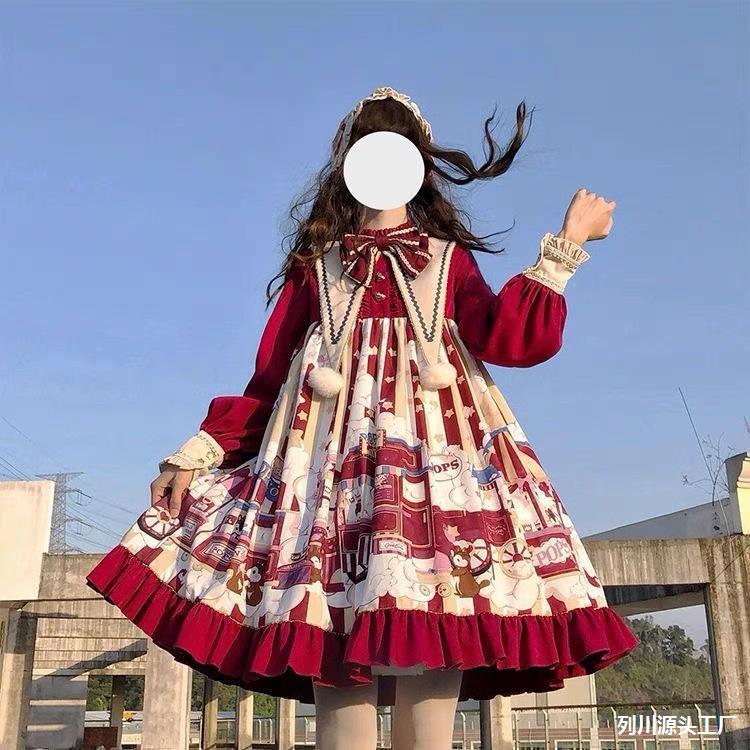 现货秋冬洛丽塔裙子Lolita公主裙萝莉塔新年元旦冬季礼服连衣裙-图0