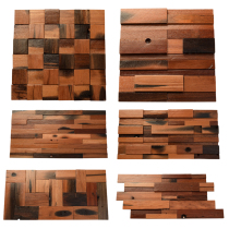 Old Ship Wood Mosaic Solid Wood Industrial Wind Retro TV Bar Counter Silver Counter Suspended Ceiling Shop for Decorative Background Wall