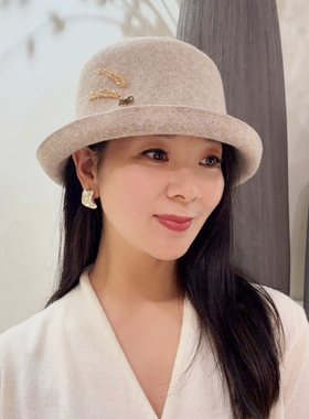 绝代佳人秋冬羊毛保暖小礼帽女
