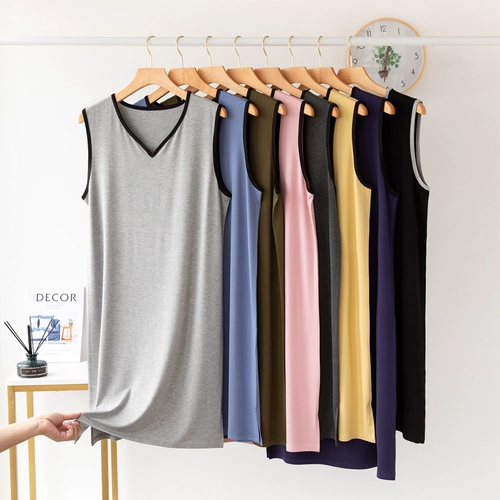 Летняя пижама, банный халат без рукавов, длинный шелковый жилет, длина макси