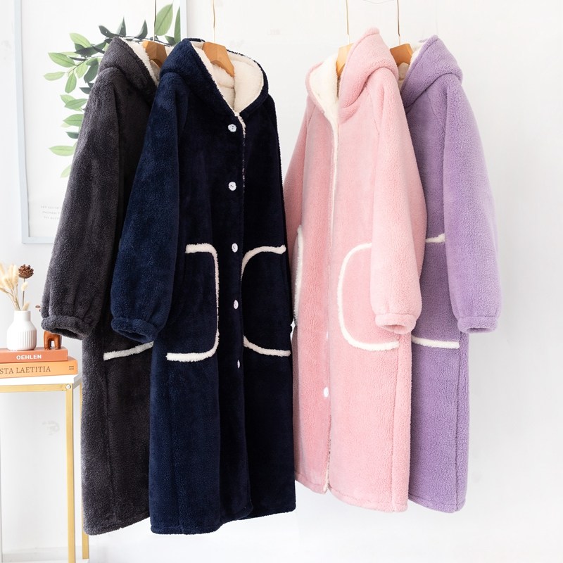 冬季珊瑚绒睡袍男加绒 丝萝春秋睡衣/家居服套装