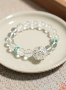 时光邮差原创设计「仓溟线」天然净透级白水晶魔盒大卡手串女礼物
