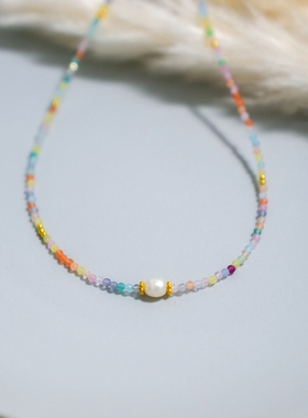 天然原创设计夏日糖果细锁骨链