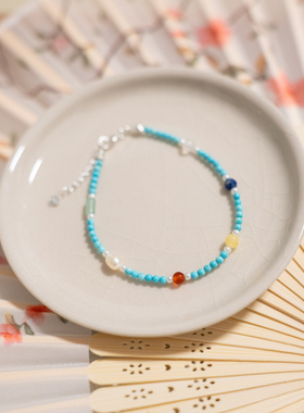 天然绿松石新中式纯银细款手链女