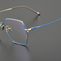 Ultra Light 8g Japan Handmade Pure Titanium Retro Art Defense Blue Light Polygon Myopia glasses frame can be discolored