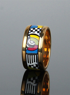 爱的漩涡高温画珐琅戒指