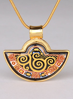 纪念克林姆特手工画珐琅项链