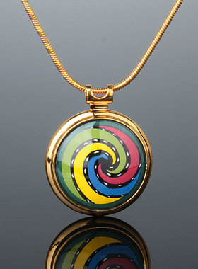 漩涡手绘高温画珐琅吊坠项链